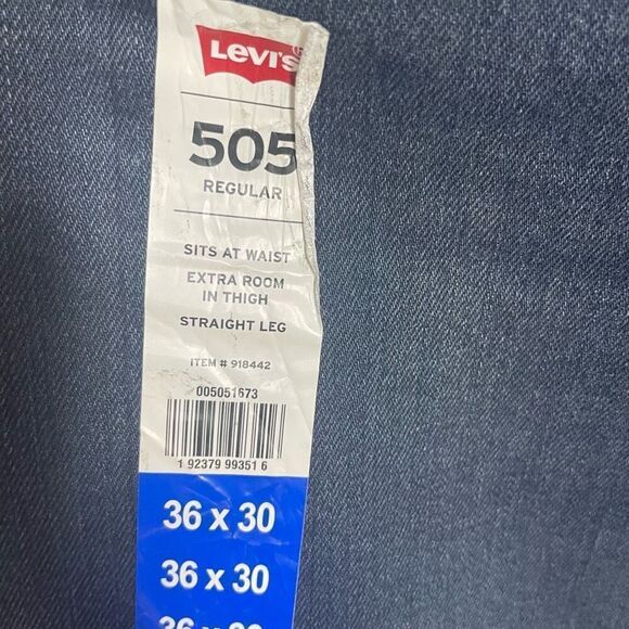 NEW Men's Levi's 505 Regular Fit Straight Leg Jeans Medium Wash 36x30 Thigh - Picture 5 of 7